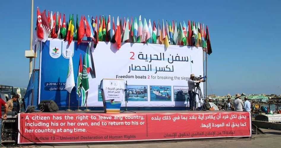 La flottiglia contro l’assedio salpa dal porto di Gaza